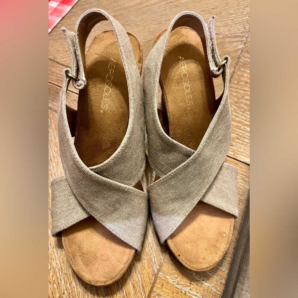 Aerosols wedge sandal natural fabric